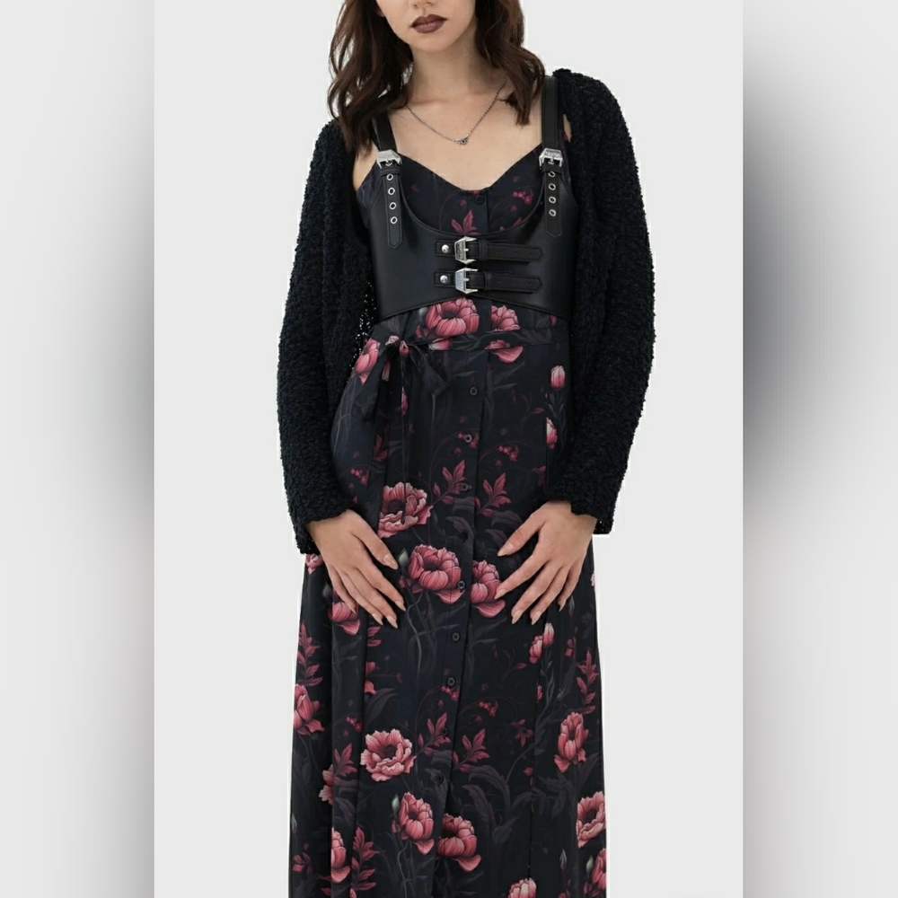 Killstar Black and Pink Floral Maxi Dress - Picture 4 of 7